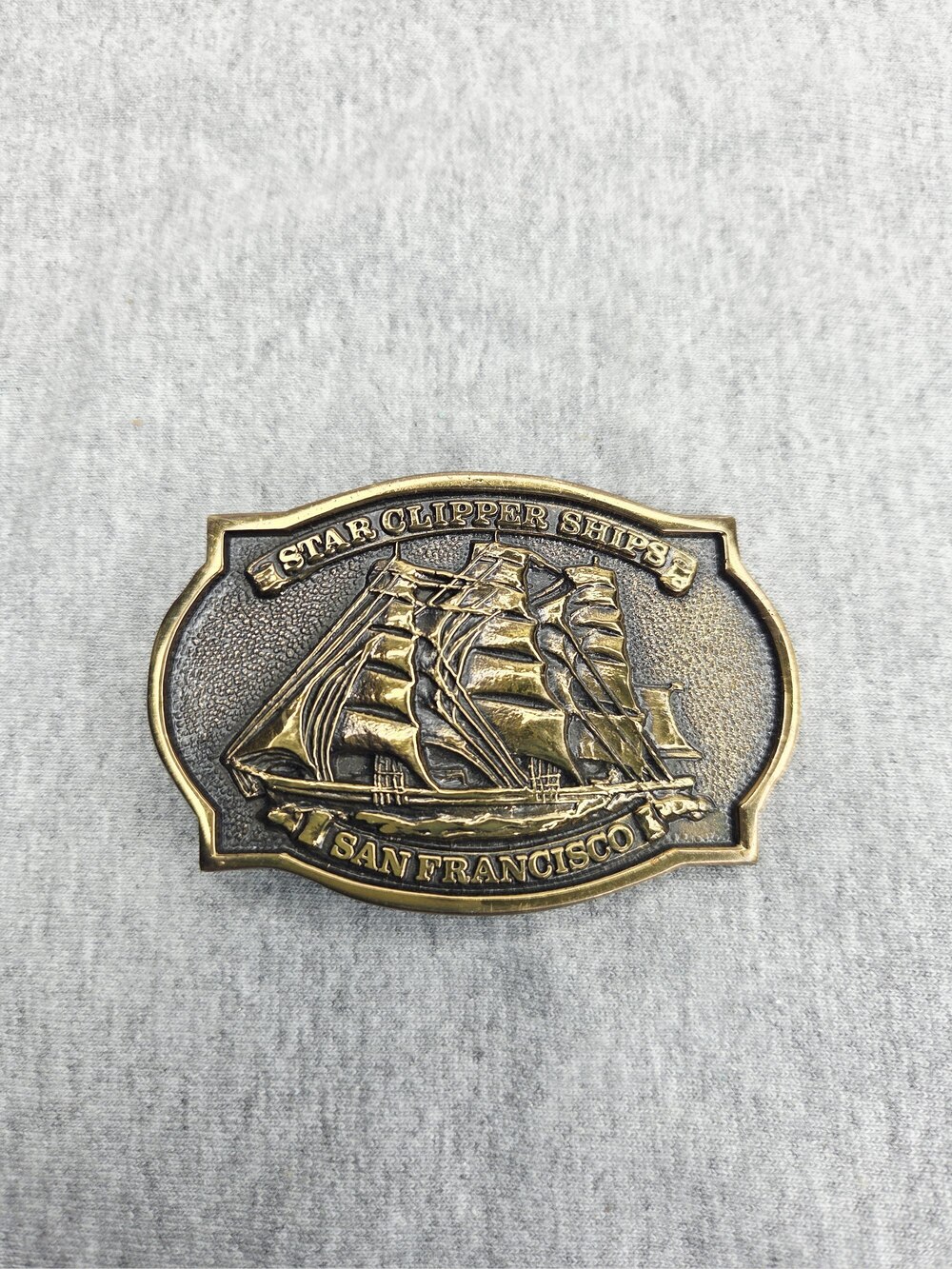 BTS Solid Brass Star Clipper Ships San Francisco Belt Buckle